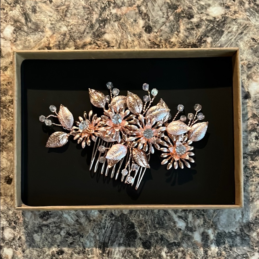 Rose toned bridal hair piece